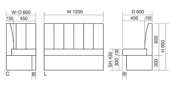 システムベンチ2型サイズ