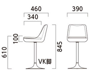ピカソ VK-CR脚サイズ