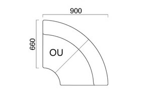 アトースOU（扇コーナー90°）サイズ