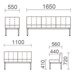 1/2/3人掛（背付）サイズ