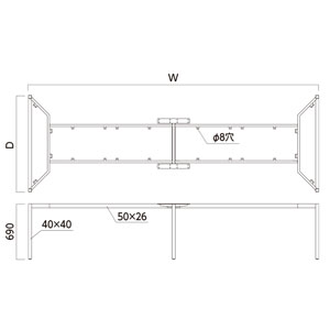 LEB脚 W3600 サイズ