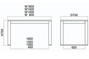 長門Ⅰソリ付テーブルサイズ