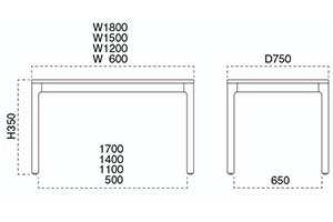 長門Ⅱ座卓サイズ