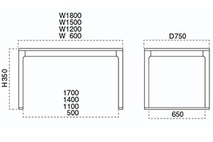 長門Ⅱソリ付座卓サイズ